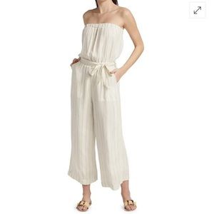 Splendid Linen-Blend Strapless Jumpsuit - Ticking Stripe - Size XS